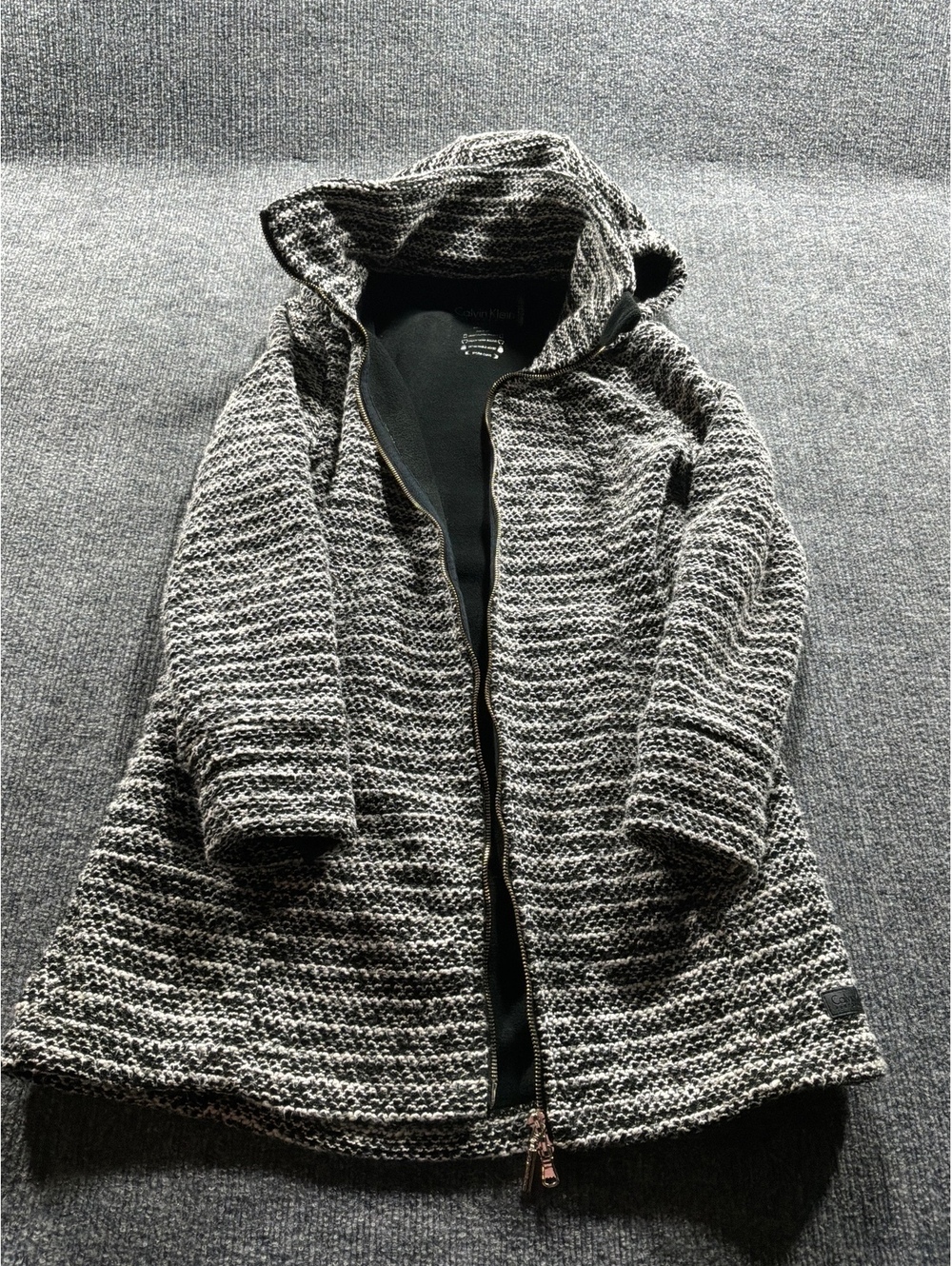 Calvin Klein Performance Women's Hooded Jacket XS Black and White Knit